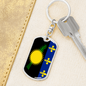 Guadeloupe Flag Swivel Keychain Dog Tag Stainless Steel or 18k Gold-Express Your Love Gifts