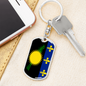 Guadeloupe Flag Swivel Keychain Dog Tag Stainless Steel or 18k Gold-Express Your Love Gifts