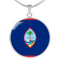 Guam Flag Necklace Circle Pendant Stainless Steel or 18k Gold 18-22"-Express Your Love Gifts