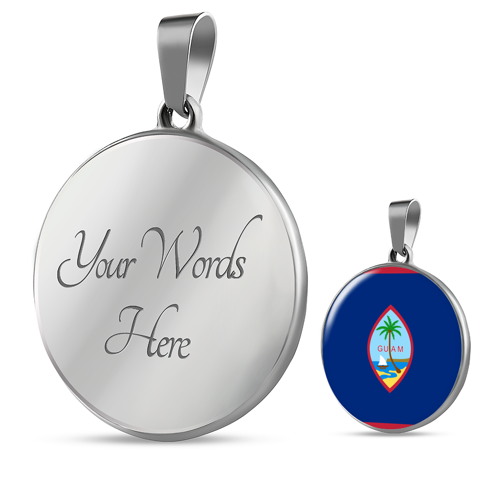 Guam Flag Necklace Circle Pendant Stainless Steel or 18k Gold 18-22"-Express Your Love Gifts