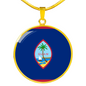 Guam Flag Necklace Circle Pendant Stainless Steel or 18k Gold 18-22"-Express Your Love Gifts