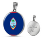 Guam Flag Necklace Circle Pendant Stainless Steel or 18k Gold 18-22"-Express Your Love Gifts