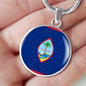 Guam Flag Necklace Circle Pendant Stainless Steel or 18k Gold 18-22"-Express Your Love Gifts