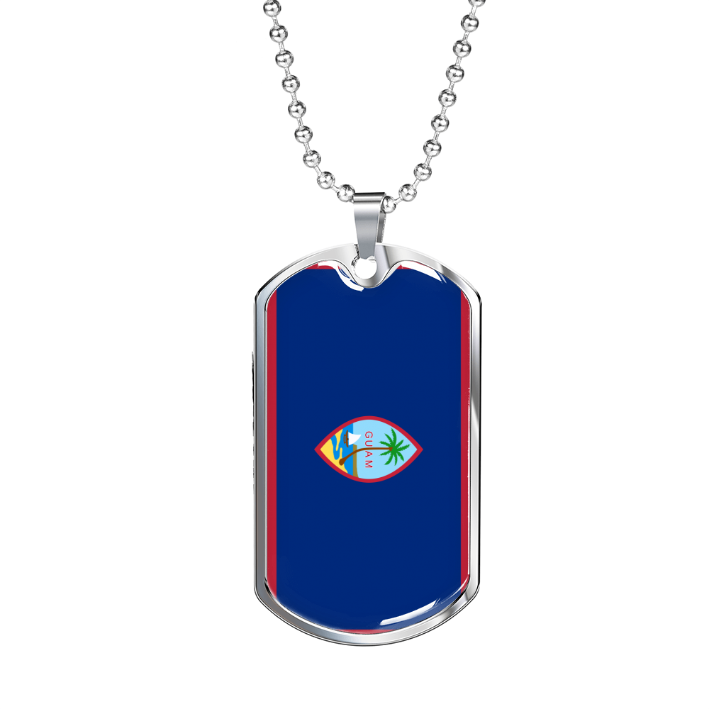 Guam Flag Necklace Stainless Steel or 18k Gold Dog Tag 24" Chain-Express Your Love Gifts