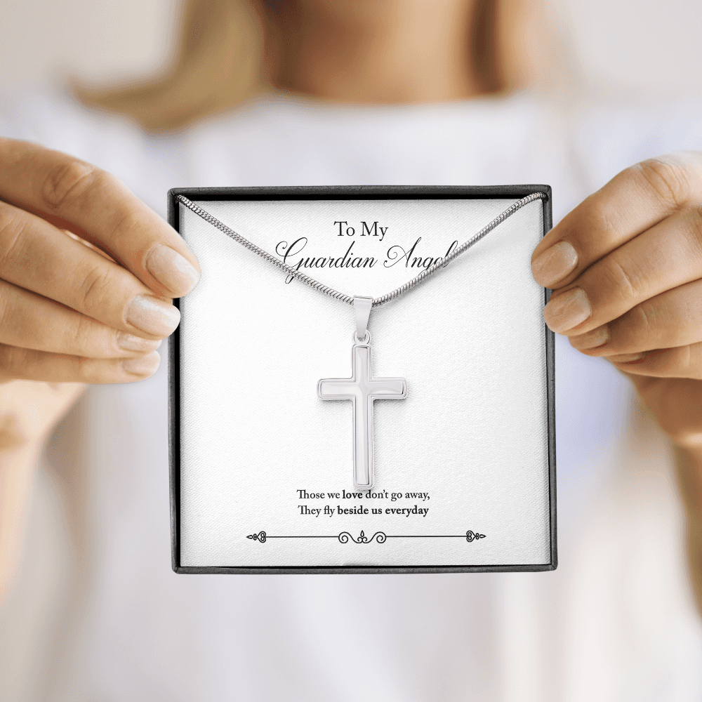 Guardian Angel Dad Memorial Gift Dad Memorial Cross Necklace Sympathy Gift Loss of Father Condolence Message Card-Express Your Love Gifts