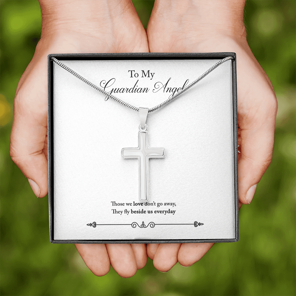 Guardian Angel Dad Memorial Gift Dad Memorial Cross Necklace Sympathy Gift Loss of Father Condolence Message Card-Express Your Love Gifts
