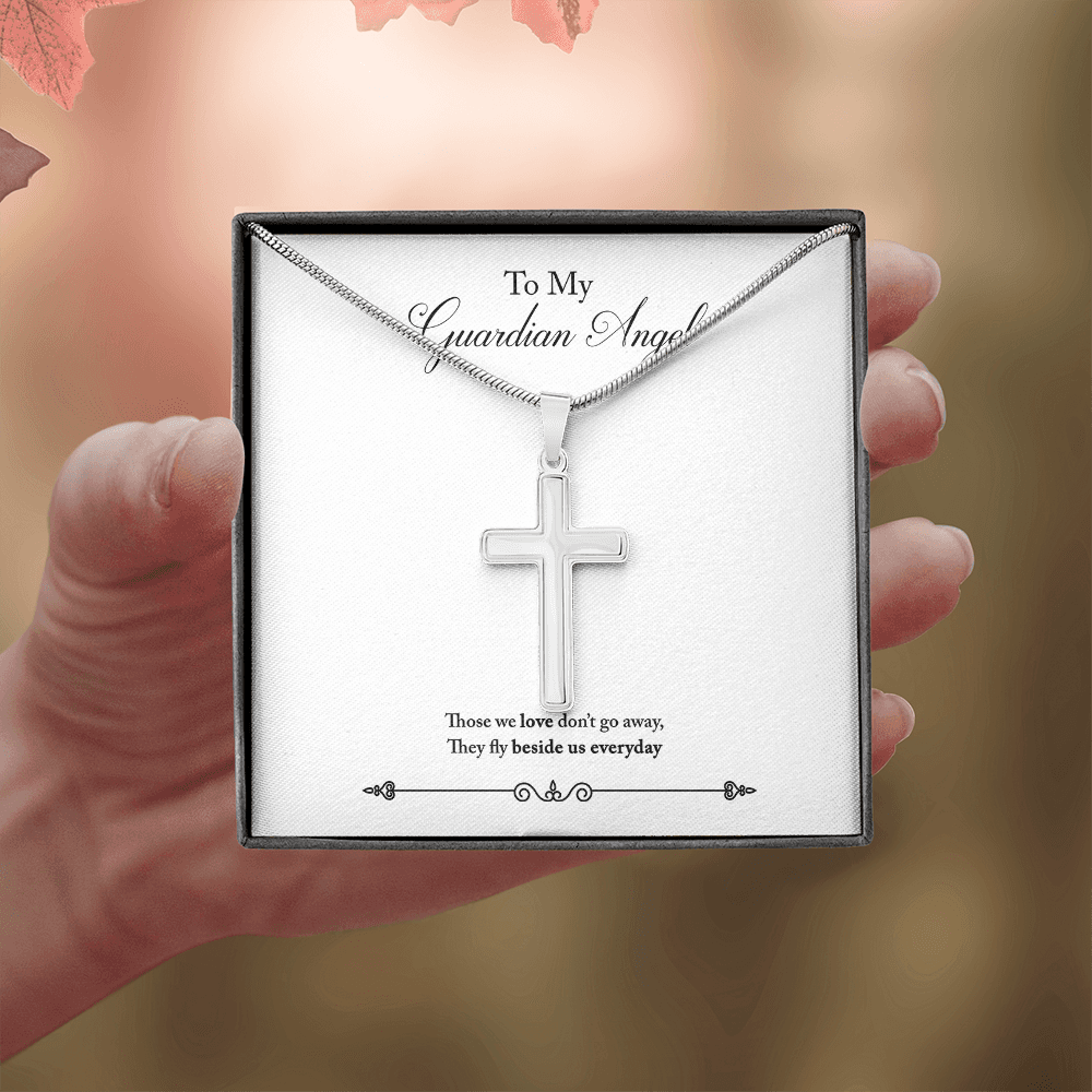 Guardian Angel Dad Memorial Gift Dad Memorial Cross Necklace Sympathy Gift Loss of Father Condolence Message Card-Express Your Love Gifts