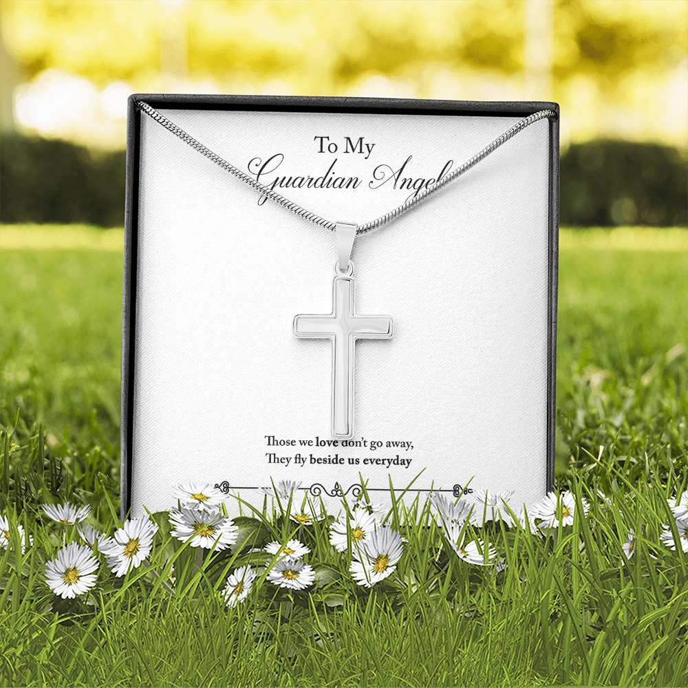 Guardian Angel Dad Memorial Gift Dad Memorial Cross Necklace Sympathy Gift Loss of Father Condolence Message Card-Express Your Love Gifts