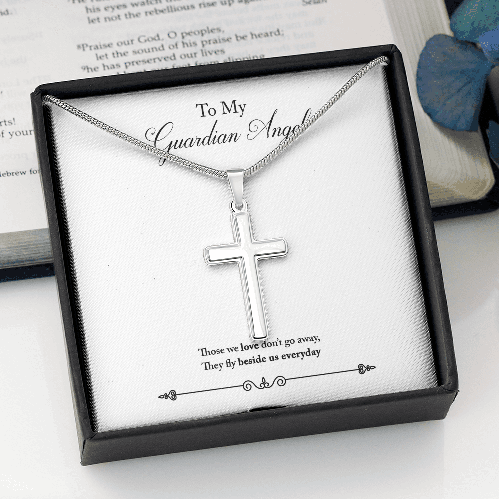 Guardian Angel Dad Memorial Gift Dad Memorial Cross Necklace Sympathy Gift Loss of Father Condolence Message Card-Express Your Love Gifts