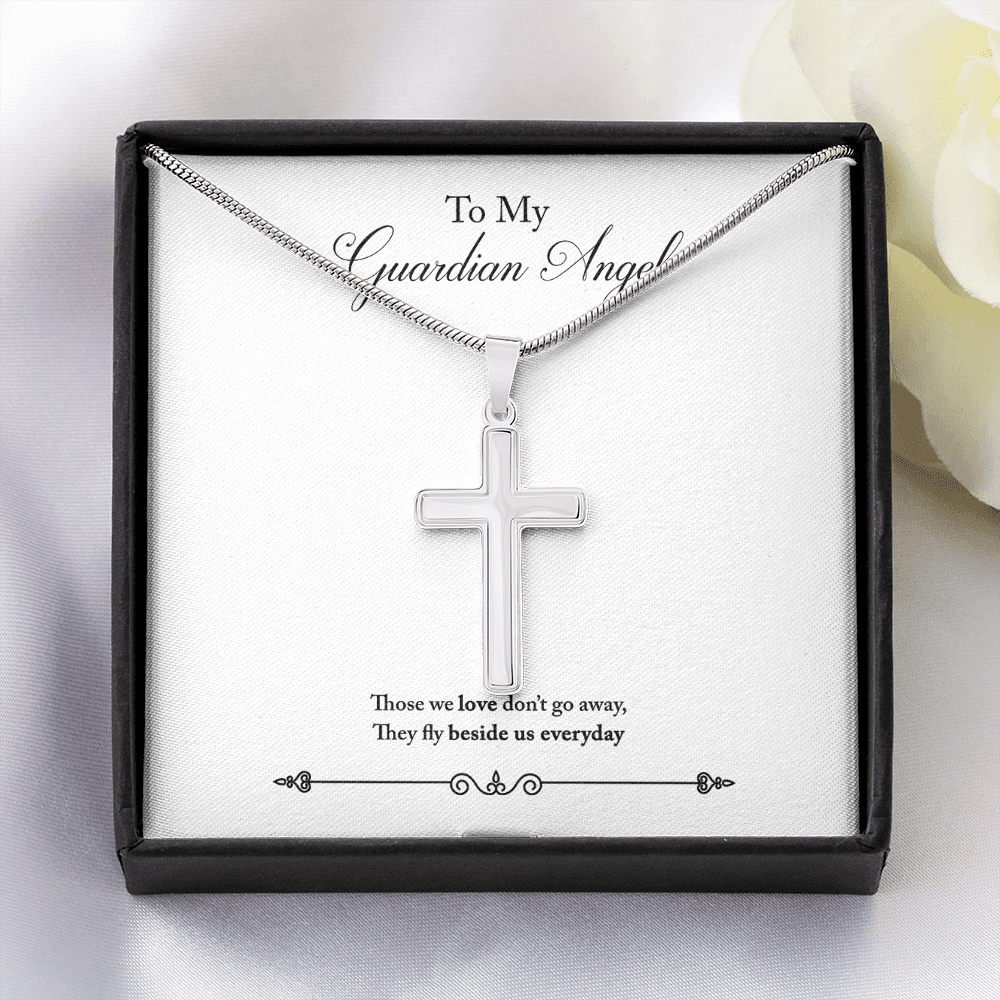 Guardian Angel Dad Memorial Gift Dad Memorial Cross Necklace Sympathy Gift Loss of Father Condolence Message Card-Express Your Love Gifts