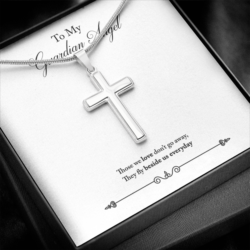 Guardian Angel Dad Memorial Gift Dad Memorial Cross Necklace Sympathy Gift Loss of Father Condolence Message Card-Express Your Love Gifts