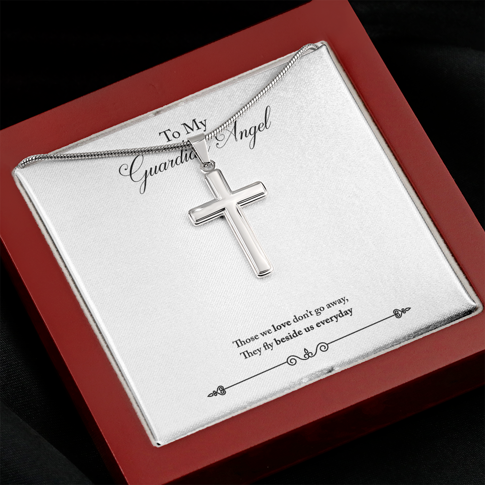 Guardian Angel Dad Memorial Gift Dad Memorial Cross Necklace Sympathy Gift Loss of Father Condolence Message Card-Express Your Love Gifts