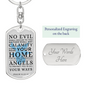 Guardian Angel Protects Always Christian Faith Psalm Swivel Keychain Dog Tag Stainless Steel or 18k Gold-Express Your Love Gifts