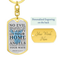 Guardian Angel Protects Always Christian Faith Psalm Swivel Keychain Dog Tag Stainless Steel or 18k Gold-Express Your Love Gifts