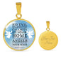 Guardian Angel Psalm 91:10-11 Circle Necklace Stainless Steel or 18k Gold 18-22"-Express Your Love Gifts