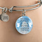 Guardian Angel Psalm 91:10-11 Circle Pendant Bangle Stainless Steel or 18k Gold 18-22"-Express Your Love Gifts