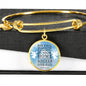 Guardian Angel Psalm 91:10-11 Circle Pendant Bangle Stainless Steel or 18k Gold 18-22"-Express Your Love Gifts
