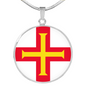 Guernsey Flag Necklace Circle Pendant Stainless Steel or 18k Gold 18-22"-Express Your Love Gifts