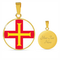 Guernsey Flag Necklace Circle Pendant Stainless Steel or 18k Gold 18-22"-Express Your Love Gifts