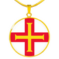 Guernsey Flag Necklace Circle Pendant Stainless Steel or 18k Gold 18-22"-Express Your Love Gifts