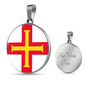 Guernsey Flag Necklace Circle Pendant Stainless Steel or 18k Gold 18-22"-Express Your Love Gifts
