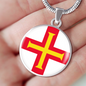 Guernsey Flag Necklace Circle Pendant Stainless Steel or 18k Gold 18-22"-Express Your Love Gifts