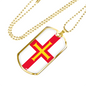 Guernsey Flag Necklace Stainless Steel or 18k Gold Dog Tag 24" Chain-Express Your Love Gifts
