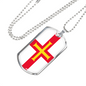 Guernsey Flag Necklace Stainless Steel or 18k Gold Dog Tag 24" Chain-Express Your Love Gifts