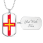 Guernsey Flag Necklace Stainless Steel or 18k Gold Dog Tag 24" Chain-Express Your Love Gifts
