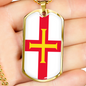 Guernsey Flag Necklace Stainless Steel or 18k Gold Dog Tag 24" Chain-Express Your Love Gifts