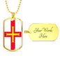 Guernsey Flag Necklace Stainless Steel or 18k Gold Dog Tag 24" Chain-Express Your Love Gifts
