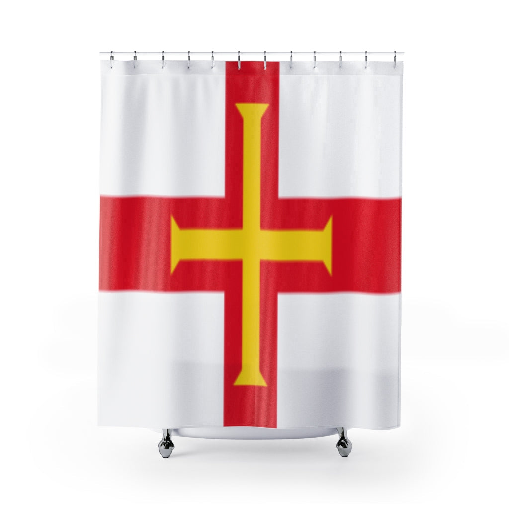 Guernsey Flag Stylish Design 71" x 74" Elegant Waterproof Shower Curtain for a Spa-like Bathroom Paradise Exceptional Craftsmanship-Express Your Love Gifts