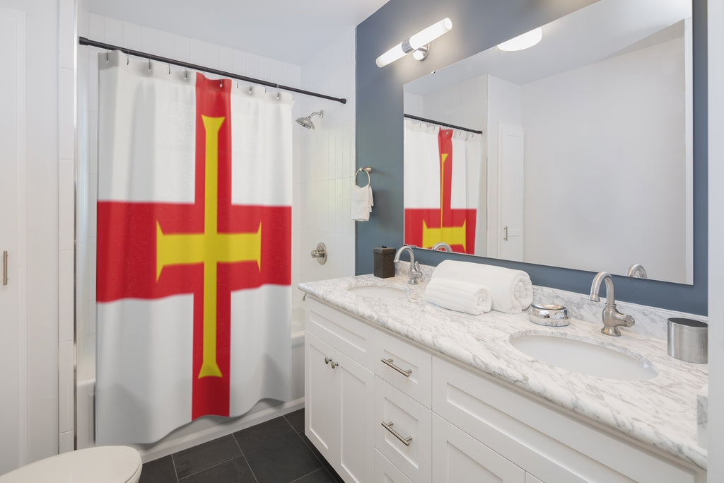 Guernsey Flag Stylish Design 71" x 74" Elegant Waterproof Shower Curtain for a Spa-like Bathroom Paradise Exceptional Craftsmanship-Express Your Love Gifts