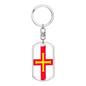 Guernsey Flag Swivel Keychain Dog Tag Stainless Steel or 18k Gold-Express Your Love Gifts
