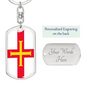 Guernsey Flag Swivel Keychain Dog Tag Stainless Steel or 18k Gold-Express Your Love Gifts