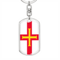 Guernsey Flag Swivel Keychain Dog Tag Stainless Steel or 18k Gold-Express Your Love Gifts