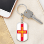 Guernsey Flag Swivel Keychain Dog Tag Stainless Steel or 18k Gold-Express Your Love Gifts
