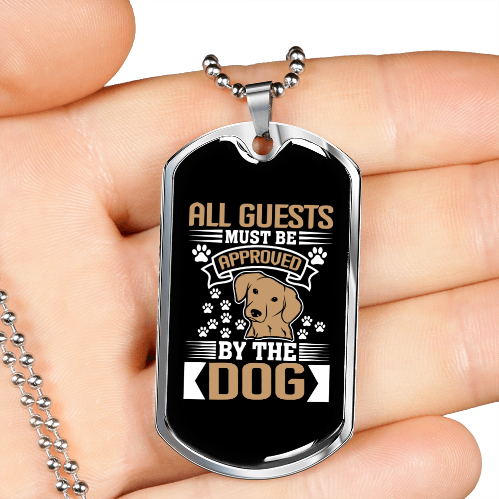 Guests Approved Necklace Stainless Steel or 18k Gold Dog Tag 24" Chain-Express Your Love Gifts