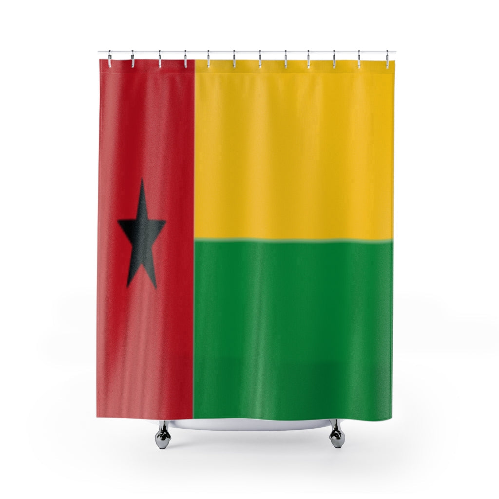 Guinea Bissau Flag Stylish Design 71" x 74" Elegant Waterproof Shower Curtain for a Spa-like Bathroom Paradise Exceptional Craftsmanship-Express Your Love Gifts