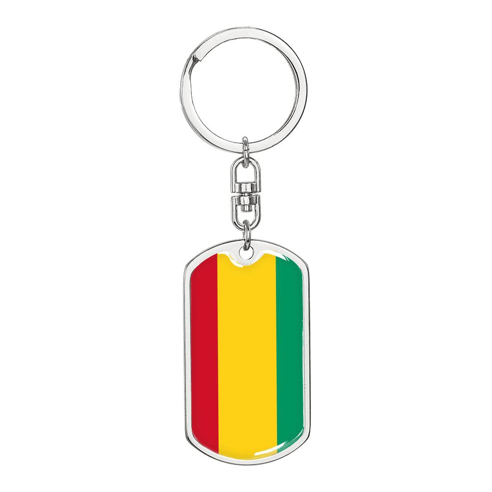 Guinea Flag Keychain Dog Tag Stainless Steel or 18k Gold-Express Your Love Gifts