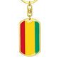 Guinea Flag Keychain Dog Tag Stainless Steel or 18k Gold-Express Your Love Gifts