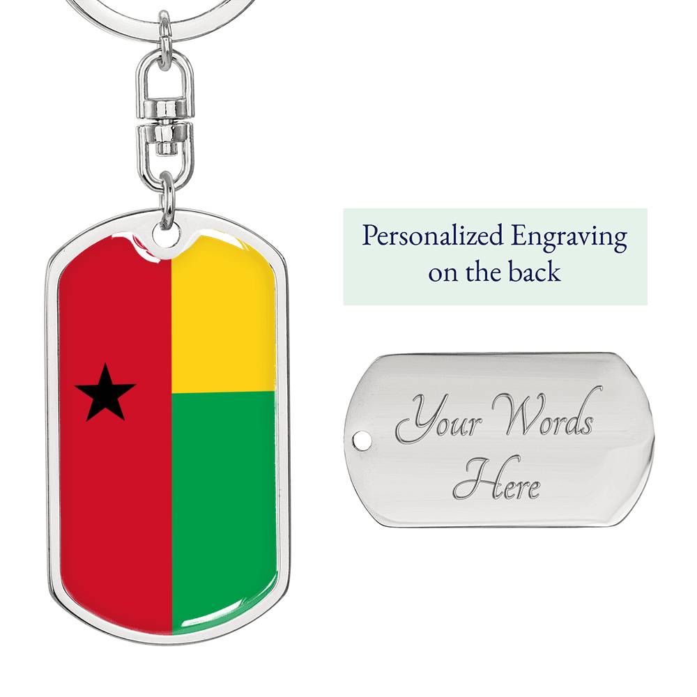 Guineabissau Flag Keychain Dog Tag Stainless Steel or 18k Gold-Express Your Love Gifts