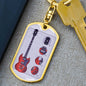 Guitar Gibson Keychain Dog Tag Stainless Steel or 18k Gold-Express Your Love Gifts