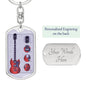 Guitar Gibson Keychain Dog Tag Stainless Steel or 18k Gold-Express Your Love Gifts