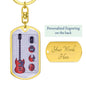 Guitar Gibson Keychain Dog Tag Stainless Steel or 18k Gold-Express Your Love Gifts