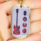 Guitar Gibson Necklace Stainless Steel or 18k Gold Dog Tag 24" Chain-Express Your Love Gifts
