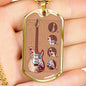 Guitar Monterey Strato Necklace Stainless Steel or 18k Gold Dog Tag 24" Chain-Express Your Love Gifts
