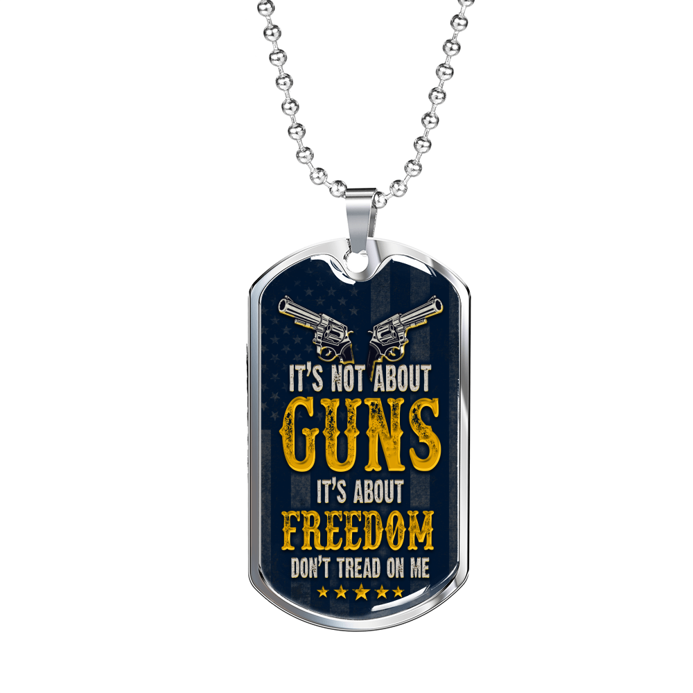 Gun Lover Gift Freedom Dog Tag Stainless Steel or 18k Gold 24" Chain-Express Your Love Gifts