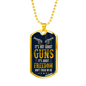 Gun Lover Gift Freedom Dog Tag Stainless Steel or 18k Gold 24" Chain-Express Your Love Gifts