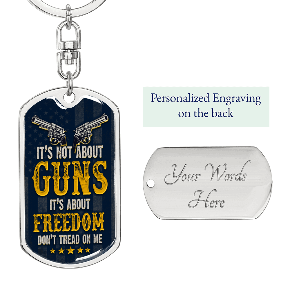 Gun Owner Freedom Swivel Keychain Dog Tag Stainless Steel or 18k Gold-Express Your Love Gifts